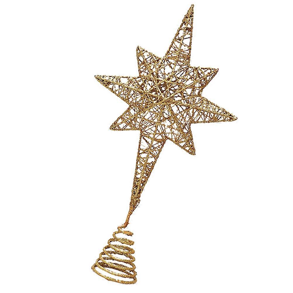 Christmas Tree Topper Ornament Eight Pointed Star Tree Topper Golden Tabletop Christmas Tree Ornament 1Set