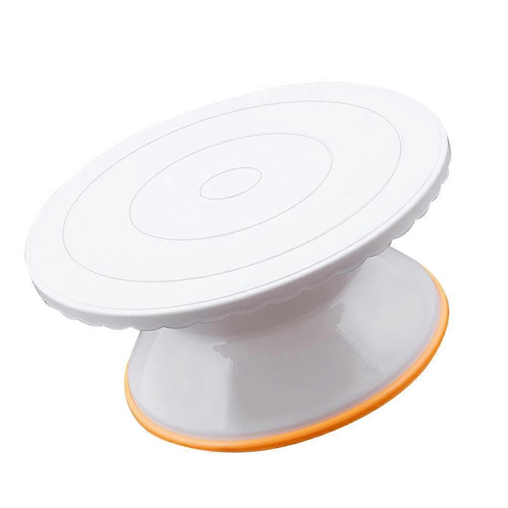 Rotating Cake Plate Plastic Cake Decorating Stand 27x27cm White 1Pcs