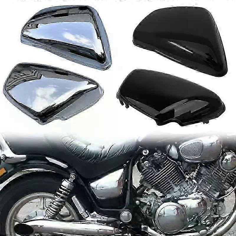 Motorcycle Chrome Black Battery Side Fairing Cover ABS Guard Protector Covers For Yamaha XV700 750 1000 1100 Virago 1984-Up