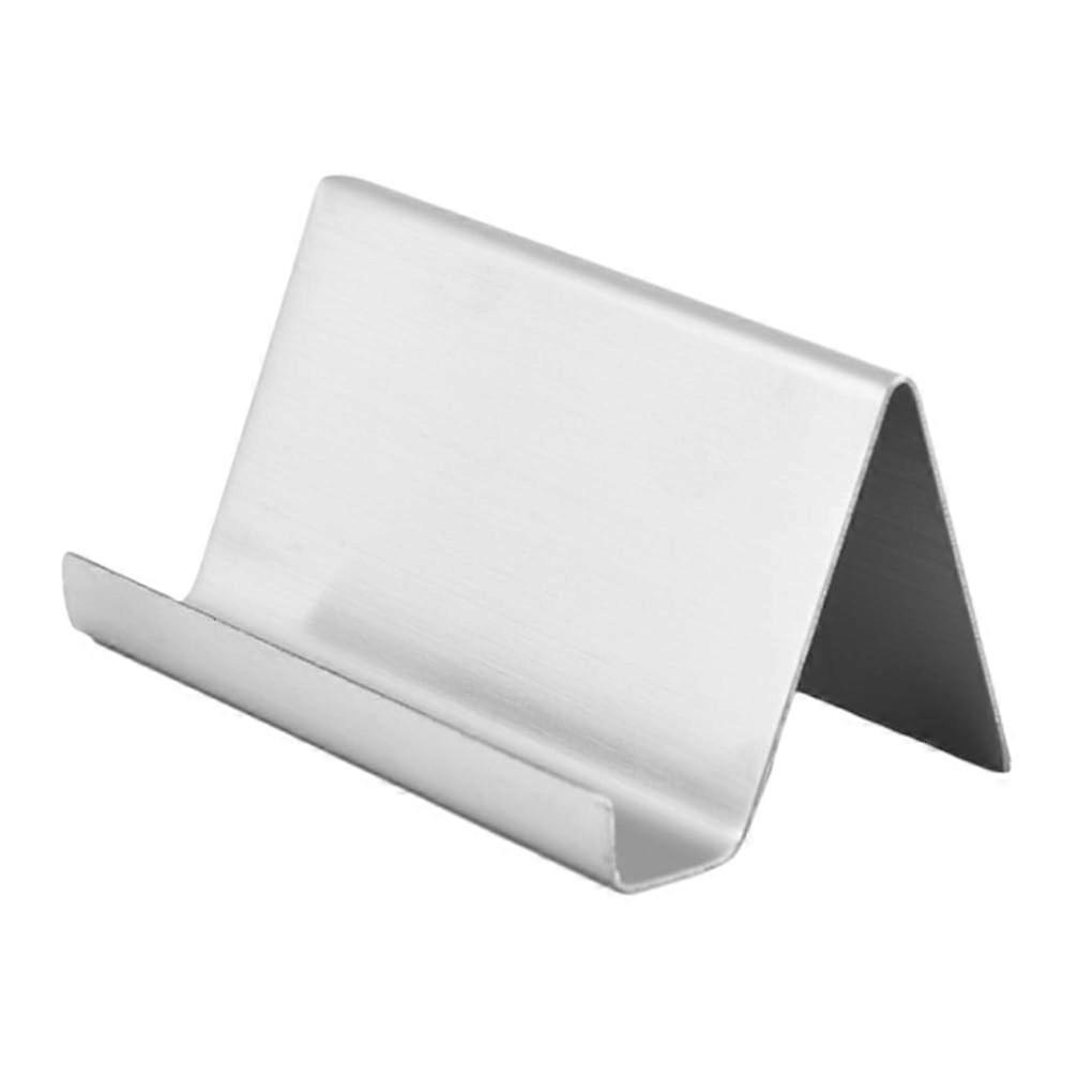 Desk name card holder for the office – stainless steel, easy to clean, business card display stand.