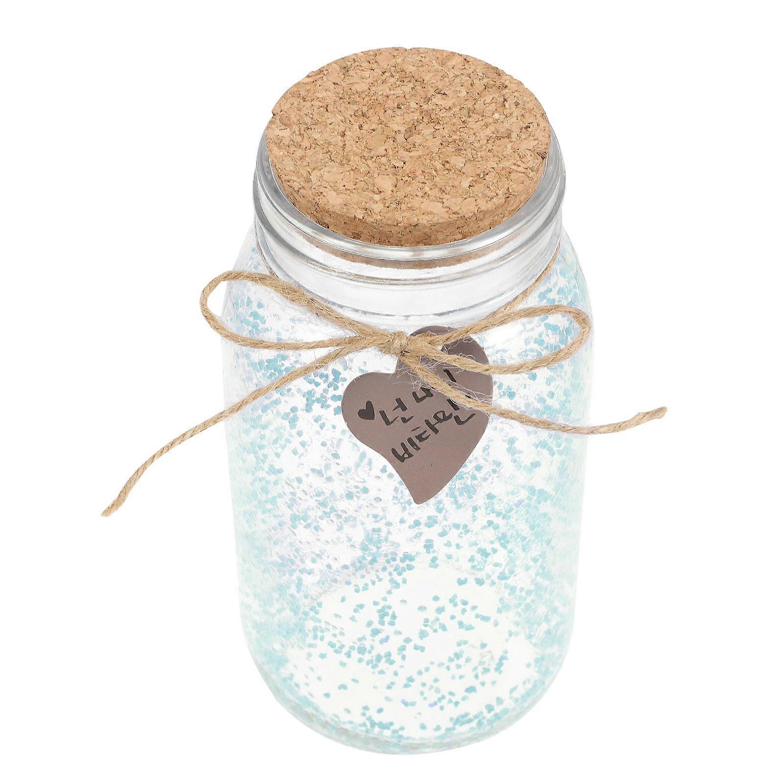 Corked Diy Bottles Wishing Bottle Glass Storage For Study Room Decoration 17.5x8cm Blue Luminous 1Set