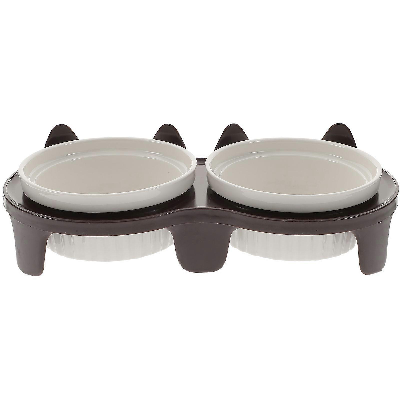 Ceramic Cat Bowl Set with Elevated Stand Spill Resistant, Easy Clean Design, Durable & Bite Resistant Material for Cats and Kittens