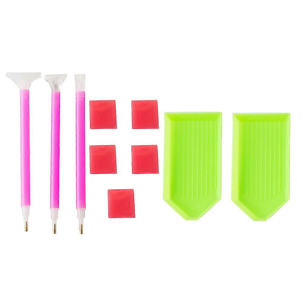 10PCS Diamond DIY Bead Painting Kit with Pens, Trays & Labels for Easy Crafting & Nail Art Design