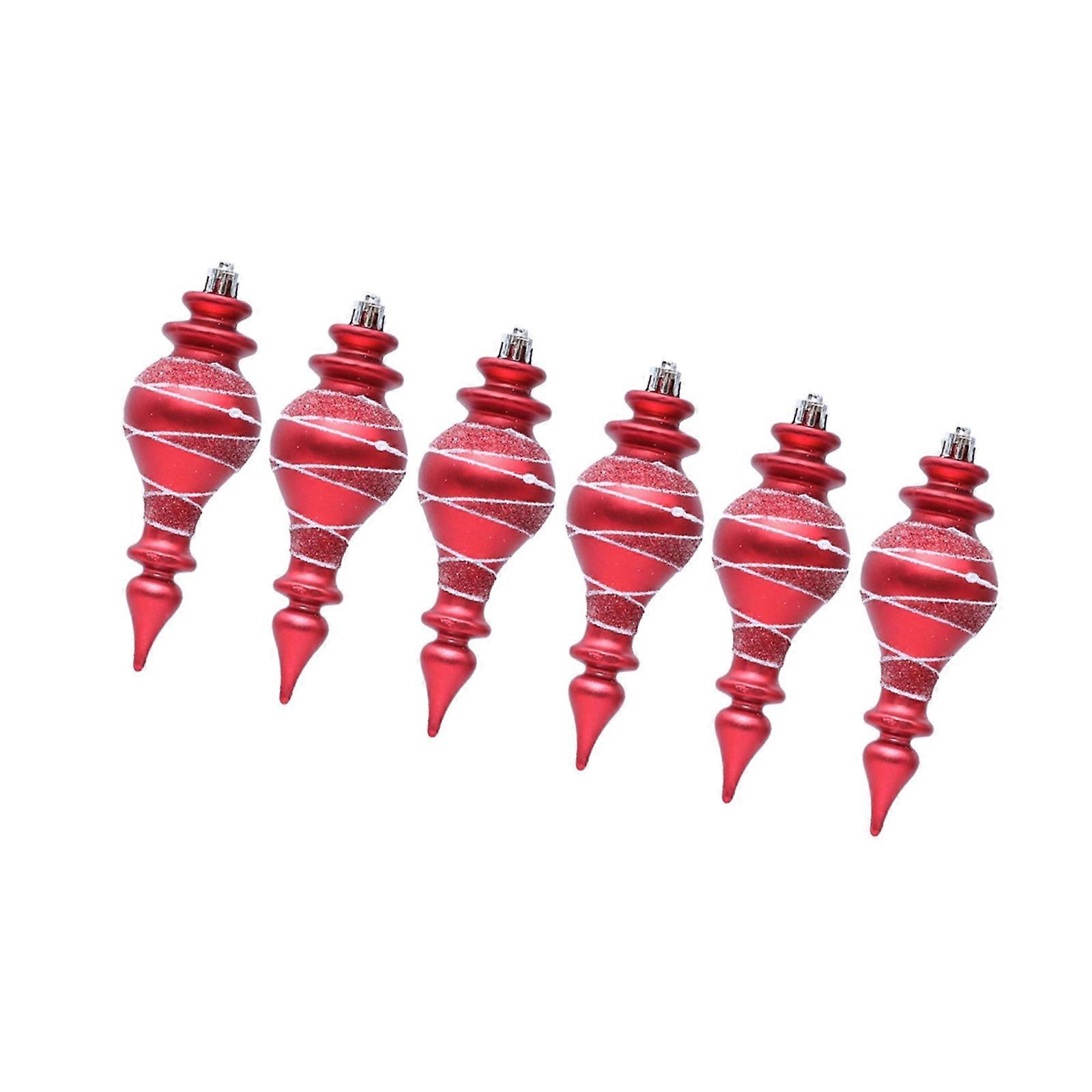 2 Boxes Holiday Hanging Ornament  Long Spiky Shape Plastic Christmas Decorations For Tree Window Store Decoration  Red