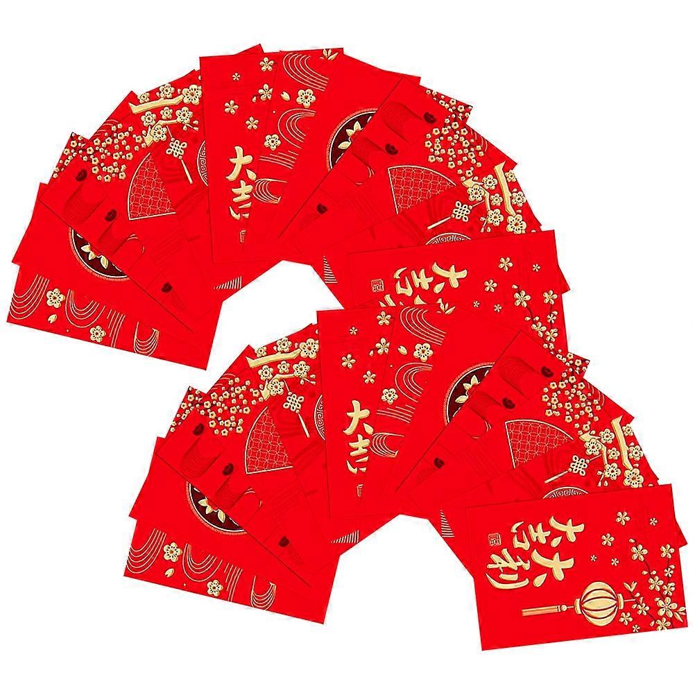 36pcs Chinese New Year Red Envelopes Traditional Luck Money Pockets Hong Bao Random Style