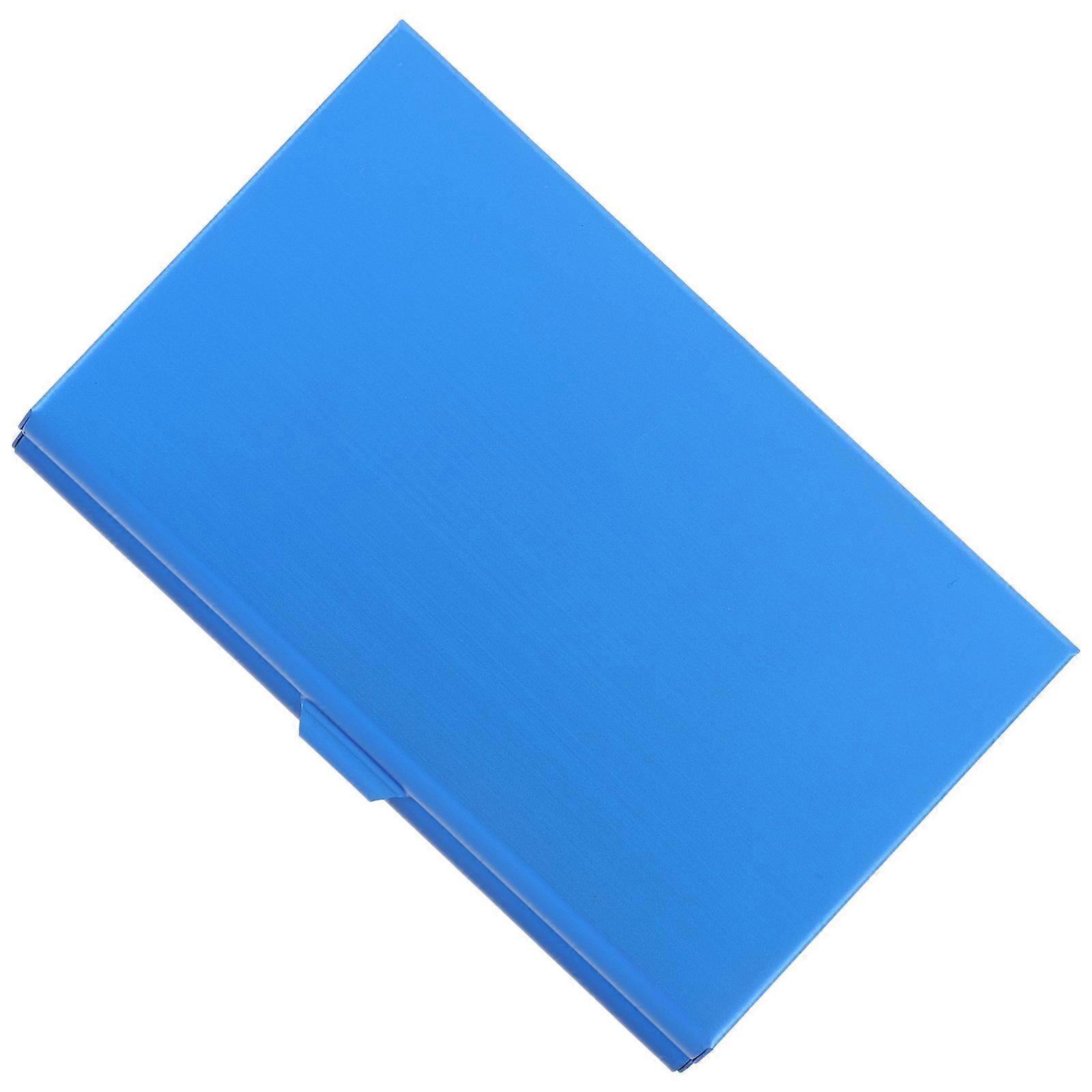 Blue Aluminum Card Box with Mirror for Storage Portable and Compact Size
