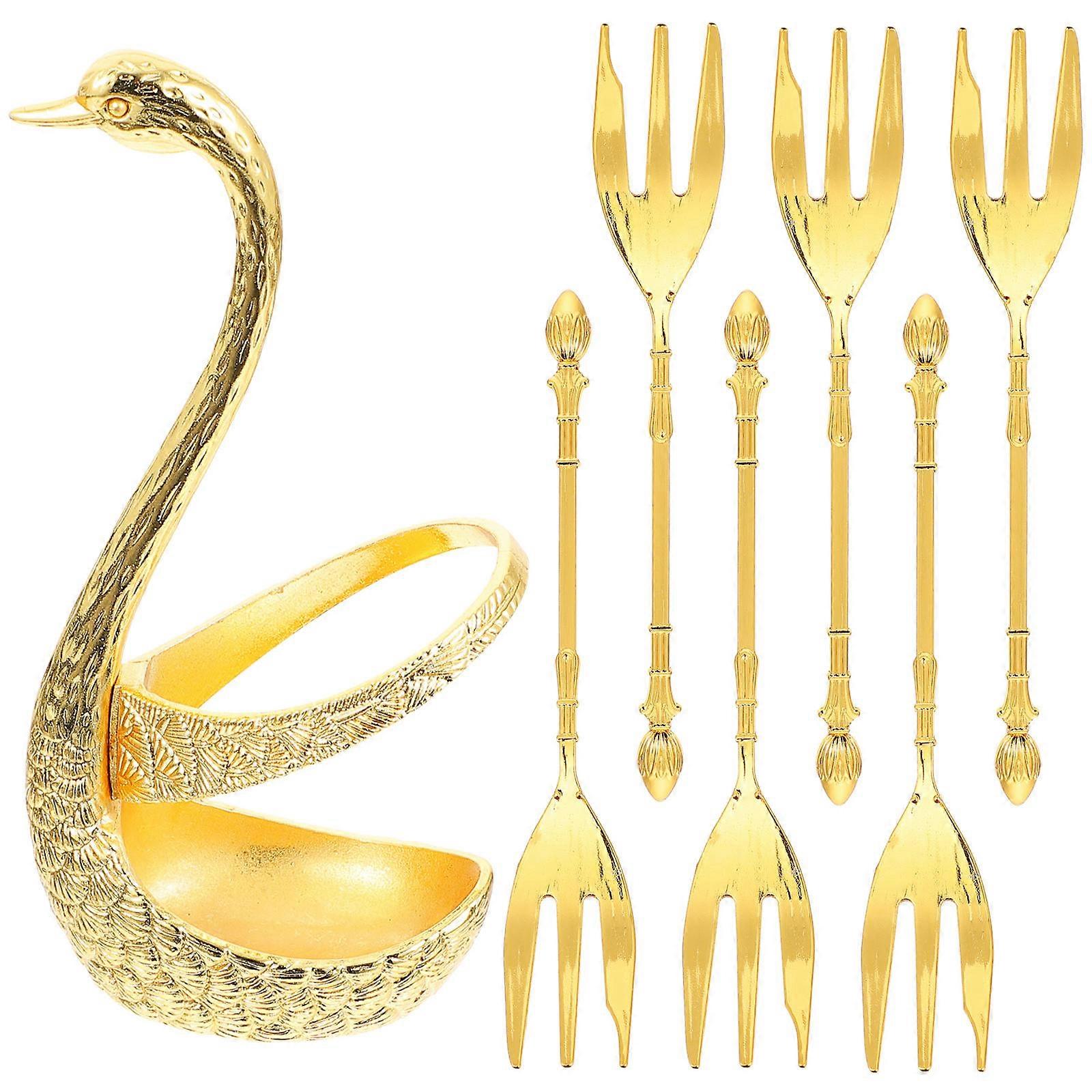 Household Spoon Storage Holder With 6Pcs Practical Eating Spoons For Tableware Decoration 16.50X8.00X3.50cm High-Quality Material 1 Set