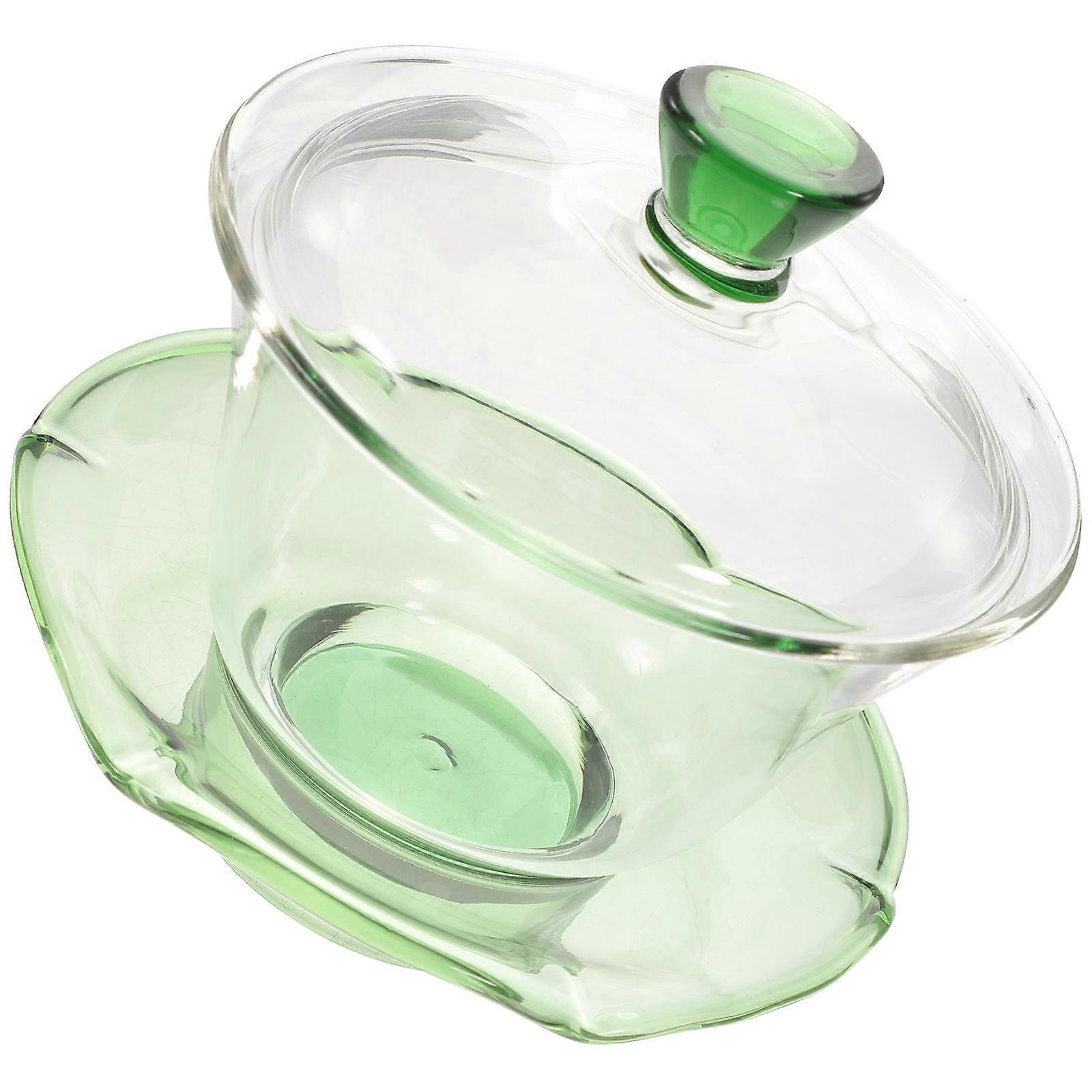 Glass Teacup with Saucer Lid Transparent Home Use 10X10X9CM Tea 1Set