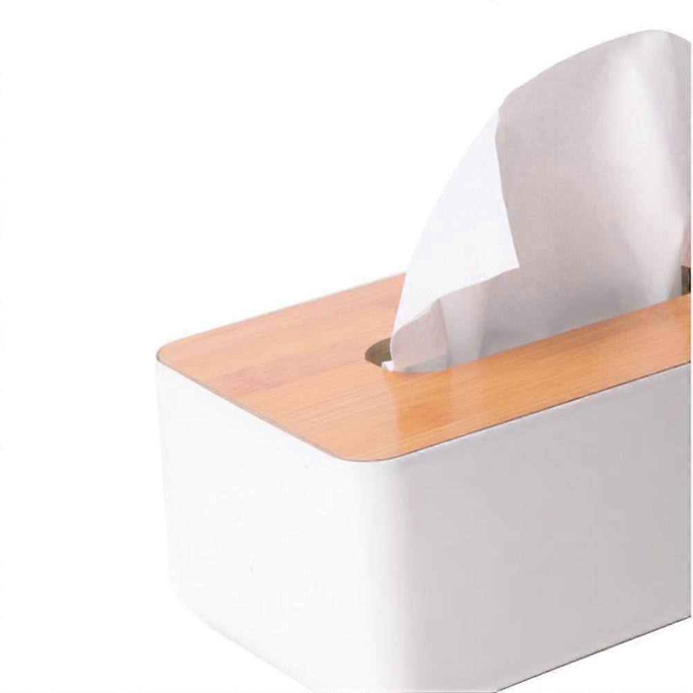 Rectangular Tissue Holder with Bamboo Cover for Car Home Office Quality Craftsmanship .8x4.5x3.2 Inches