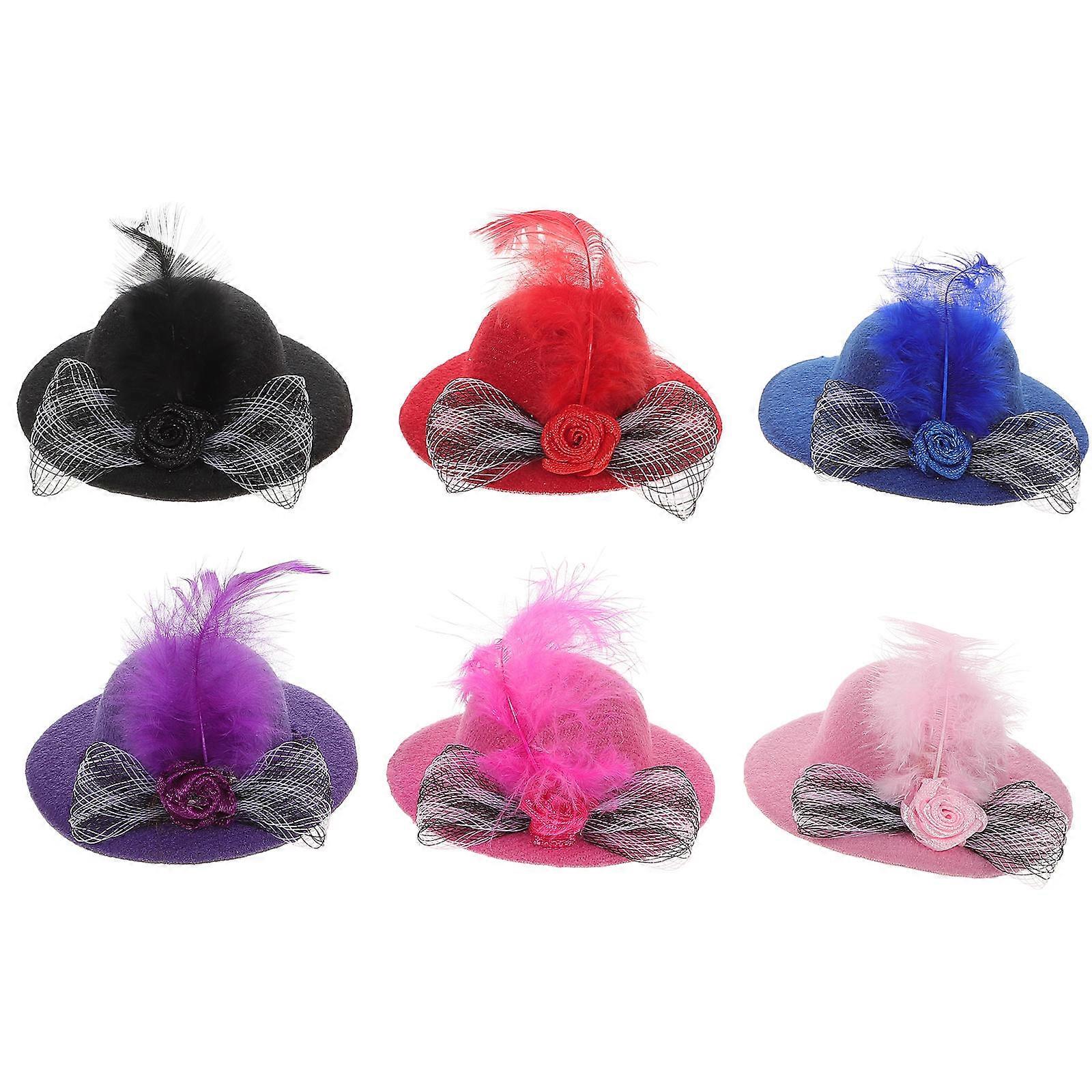 6pcs DIY Tea Dress Up Hats Fancy Fascinators for Headdress