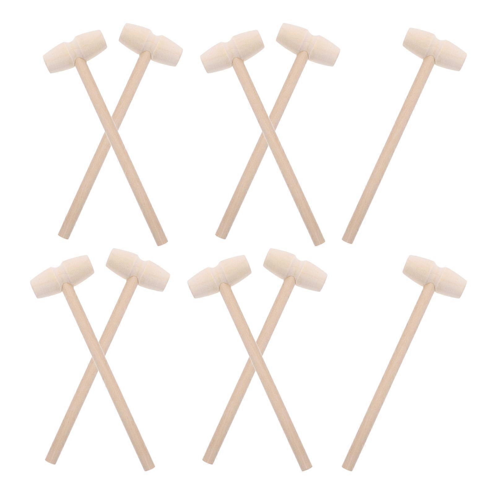 10pcs Mini Wooden Mallets for Kids Use Safe Lightweight Khaki Small Hammers