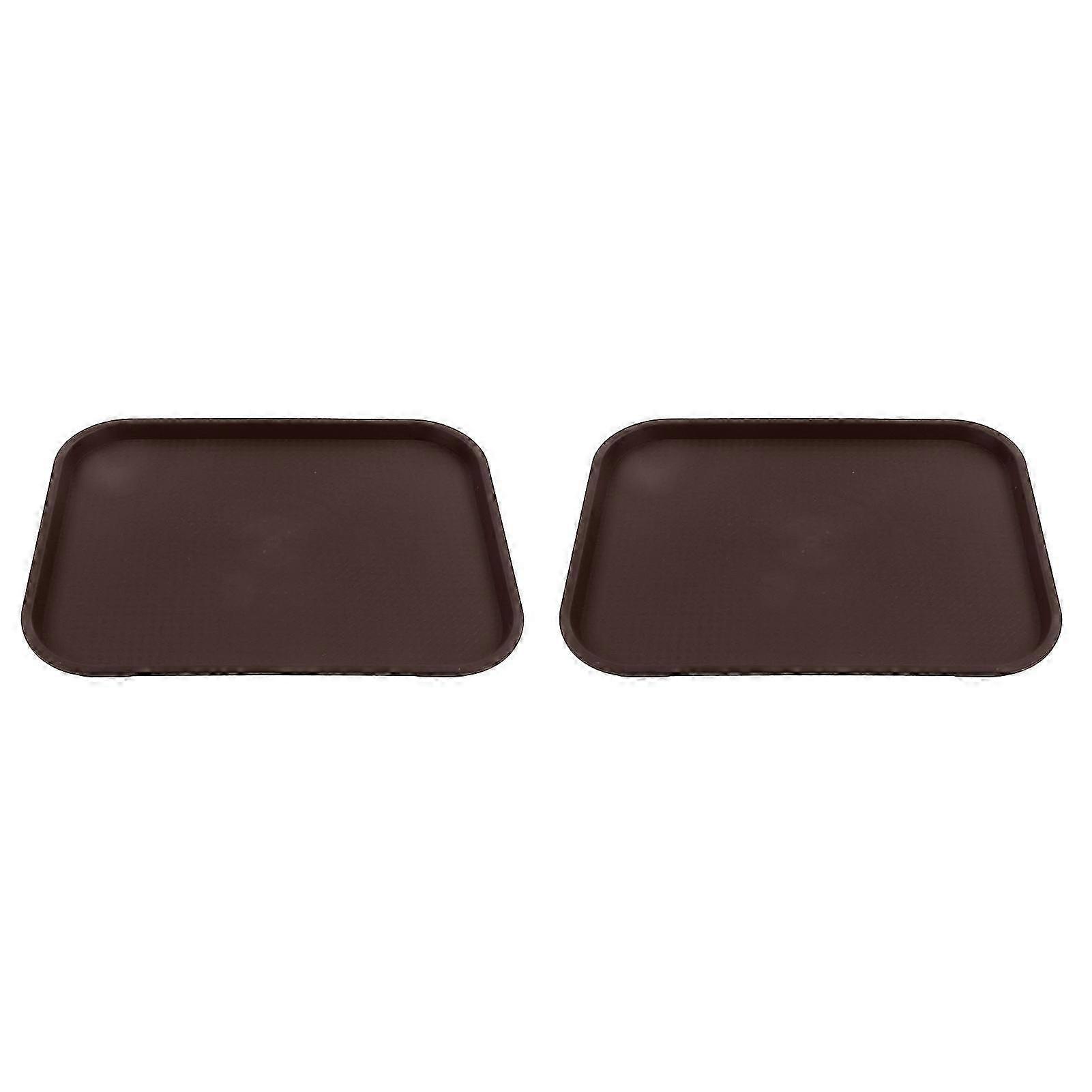 2Pcs Stackable Rectangular Lightweight Anti-Slip PP Food Tray for Restaurants and Cafes