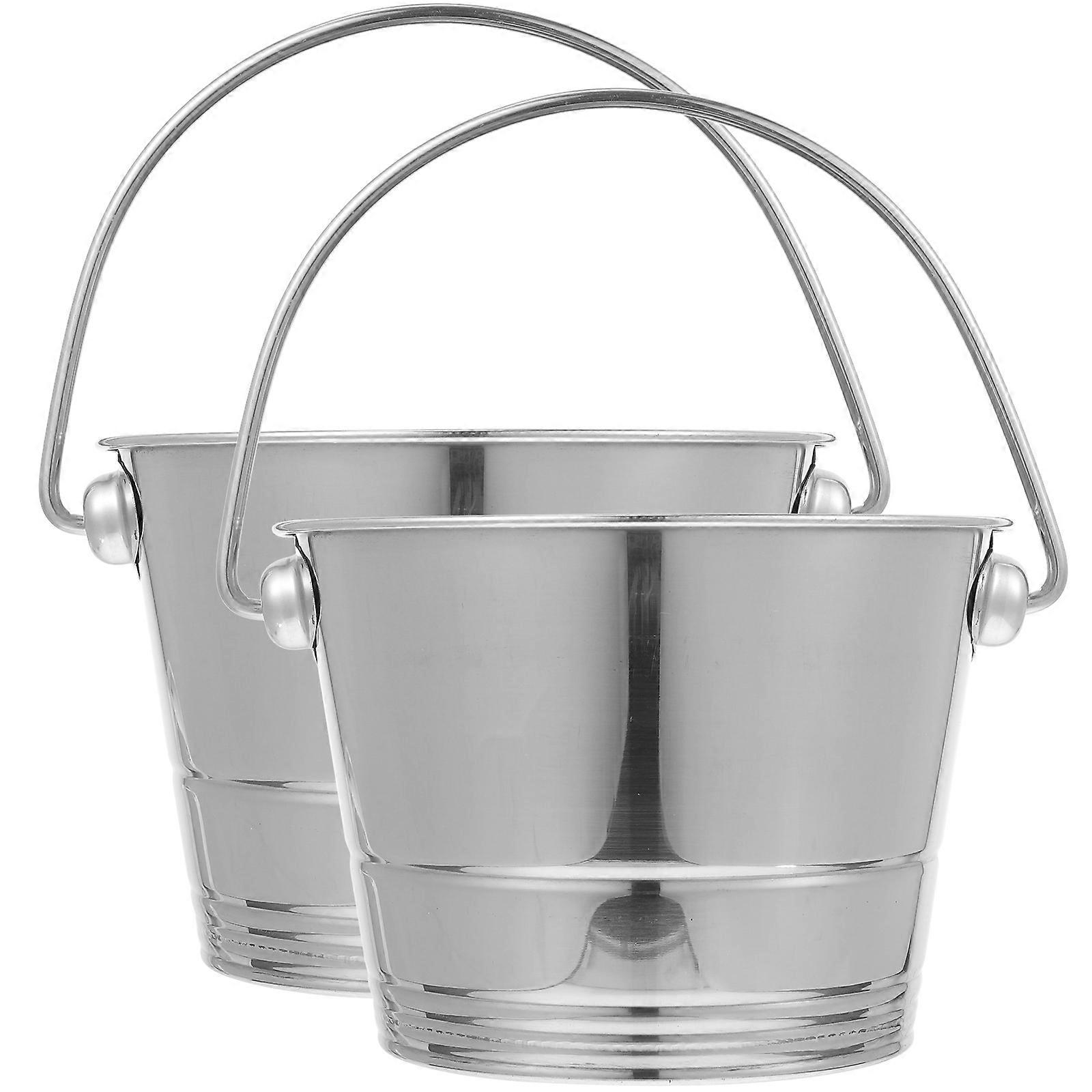2pcs Ice Storage Bucket Handy Ice Cube Container Portable Wine Beer Bucket