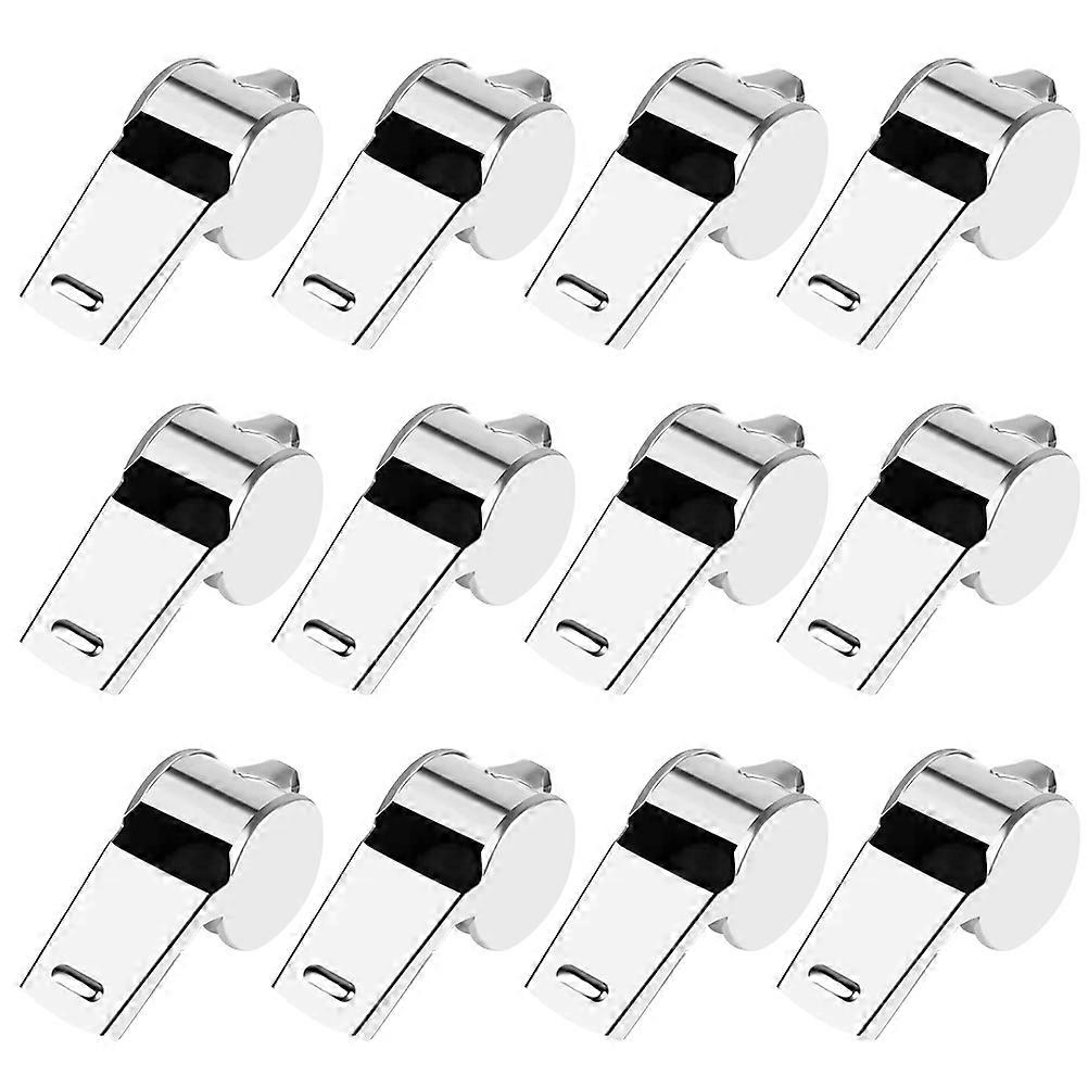 12Pcs Stainless Steel Referee Whistles with Lanyard Outdoor Set