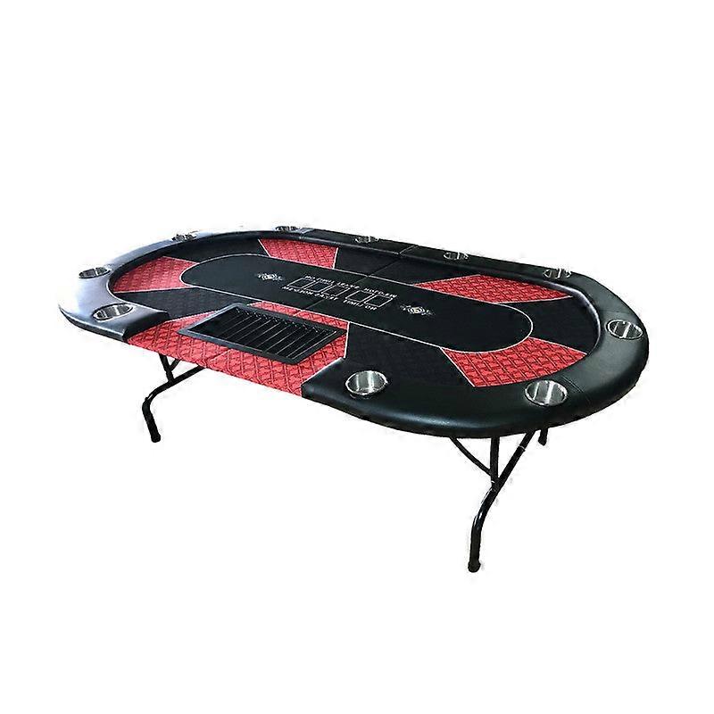 10 Player Foldable Red Color Poker Table Blackjack Texas Holdem With Cup Holders Card Tables