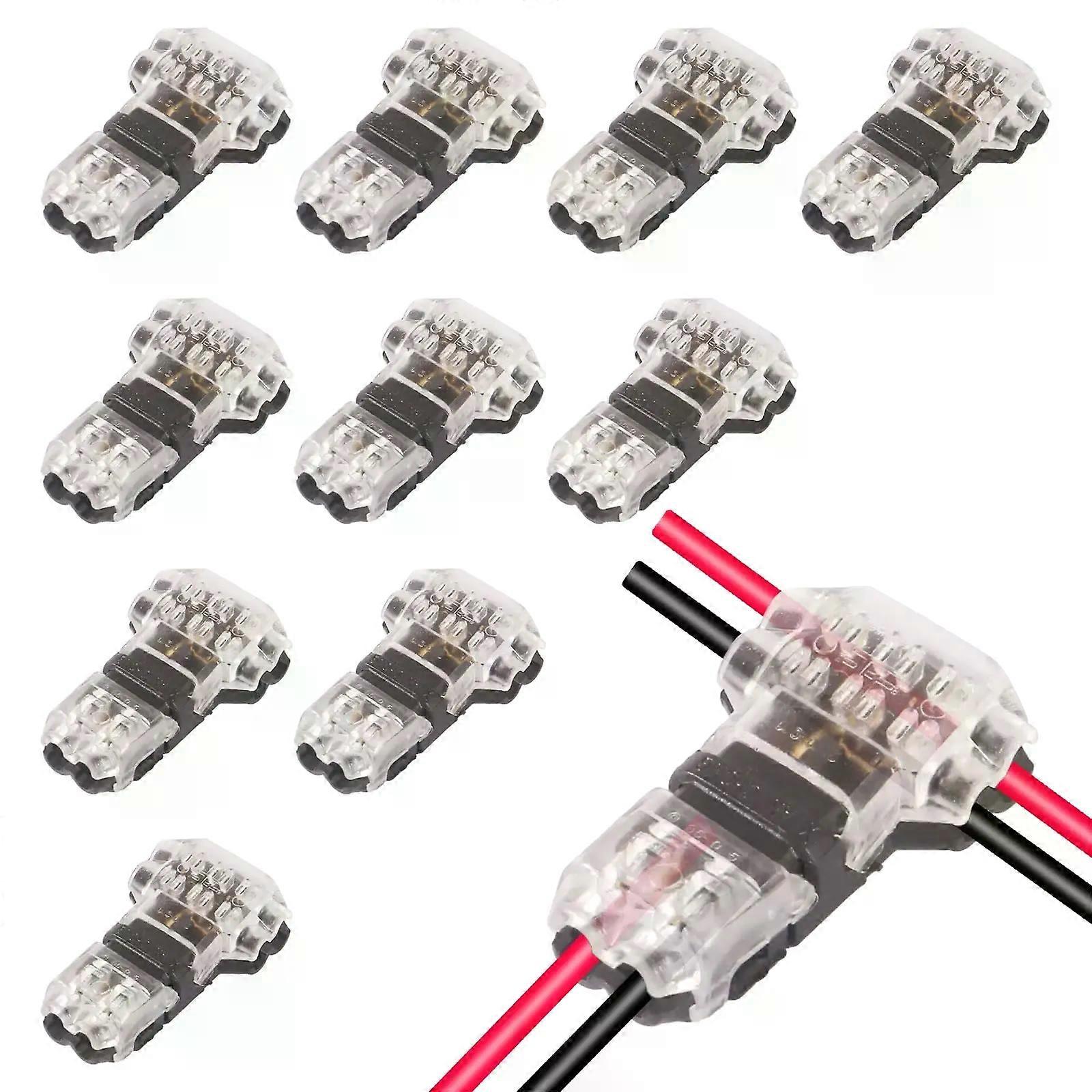 10PCS Low Voltage Wire Connectors Solid Connection T Tap 2 Pin Quick Wire Splice Connectors