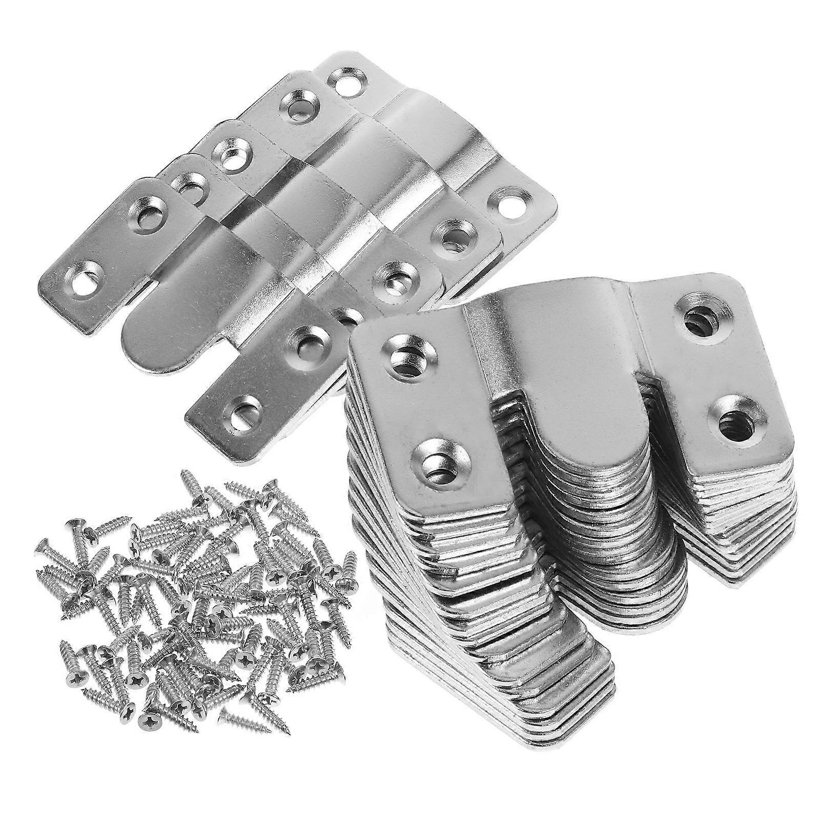 20pcs Interlocking Photo Frame Hooks with Screws, Flush Mount Brackets for Secure Picture Hanging, Wall and Couch Furniture Connector, Silver Finish