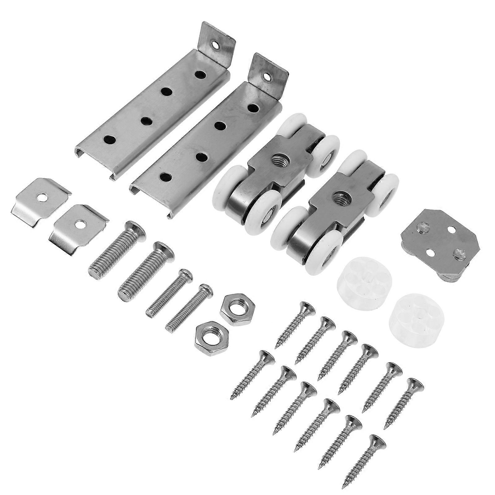 1 Sett Track Roller Door Track Door Tilbehør Sliding 4 WheelsTrack Roller