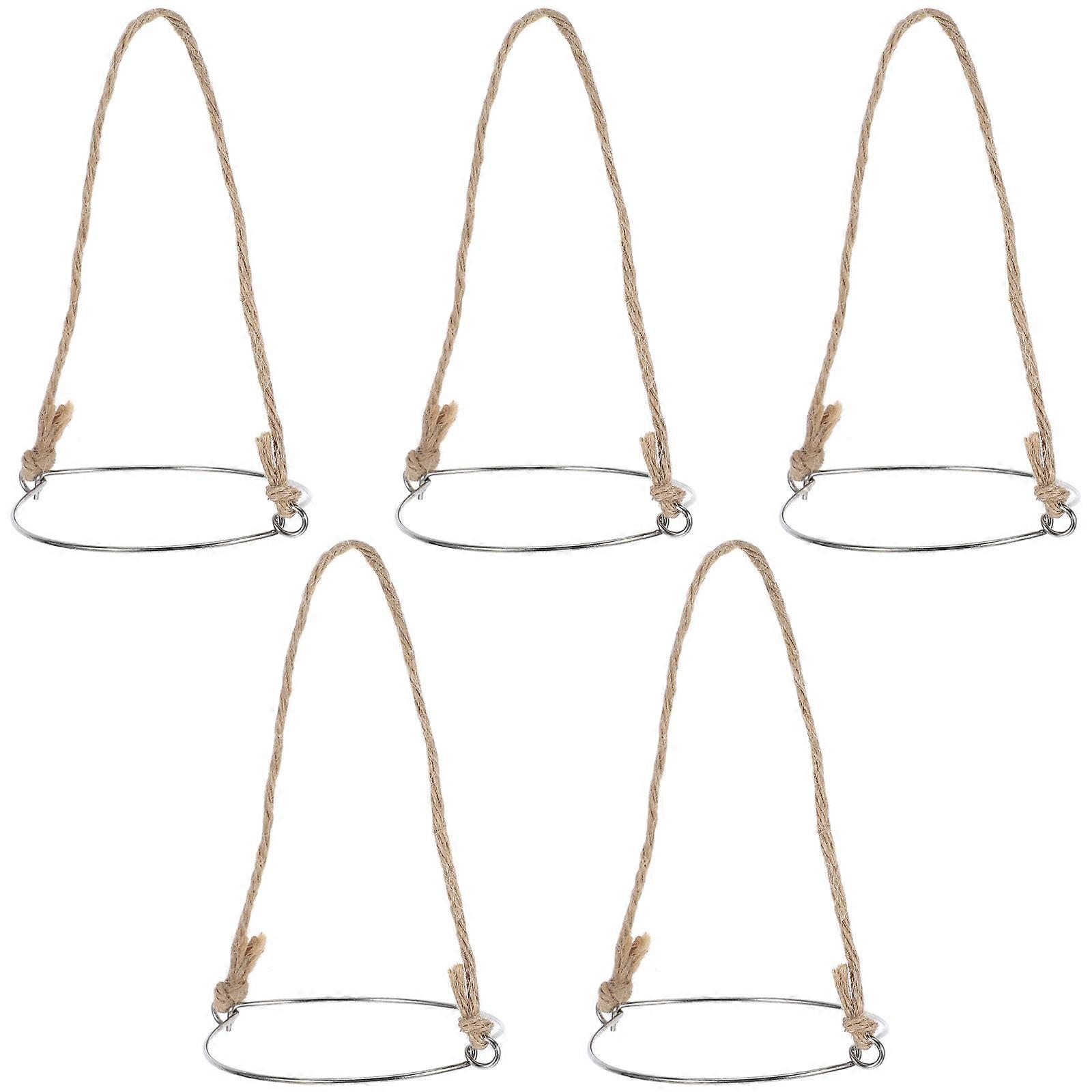 5pcs Jar Hangers with Burlap Rope Handles for Wide Mouth Jars – Easy Outdoor Installation & Stylish Design