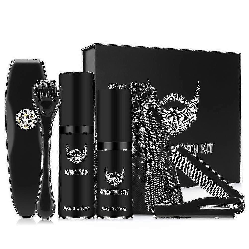 Bartwuchs-Kit mit Bartroller Bartwuchsöl für Männer Haarwuchsmittel Kit