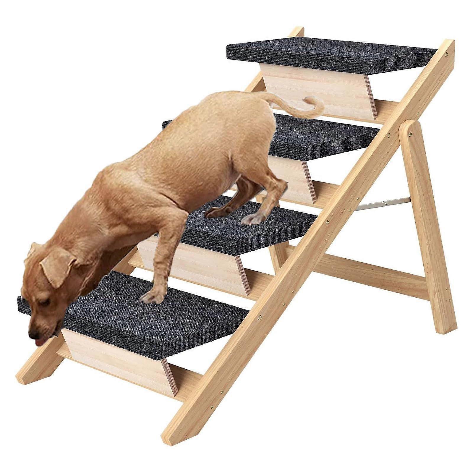 Foldable Wooden Pet Stairs for Small to Medium Dogs and Cats, Non-Slip Surface, Easy Storage, Large Size