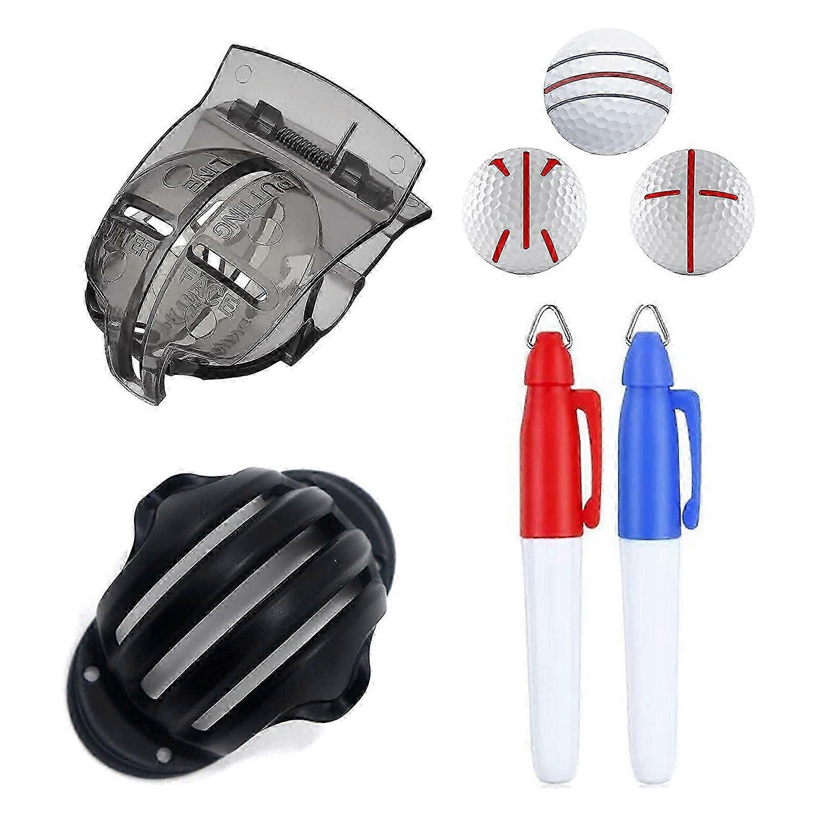 4Pcs Golf Ball Marker Line Drawing Alignment Tools Set with 2 Pencils