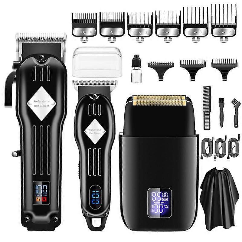Professional Hair Trimmer Set With Beard Trimmer, Three Adjustable Levels, LED Display, Stainless Steel Blades