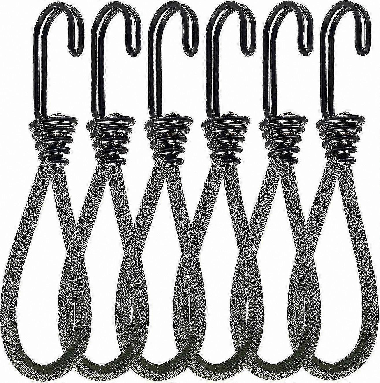 6-Pack Rubber Bungee Cords with Hooks, Durable Elastic Bungee for Securing Loads
