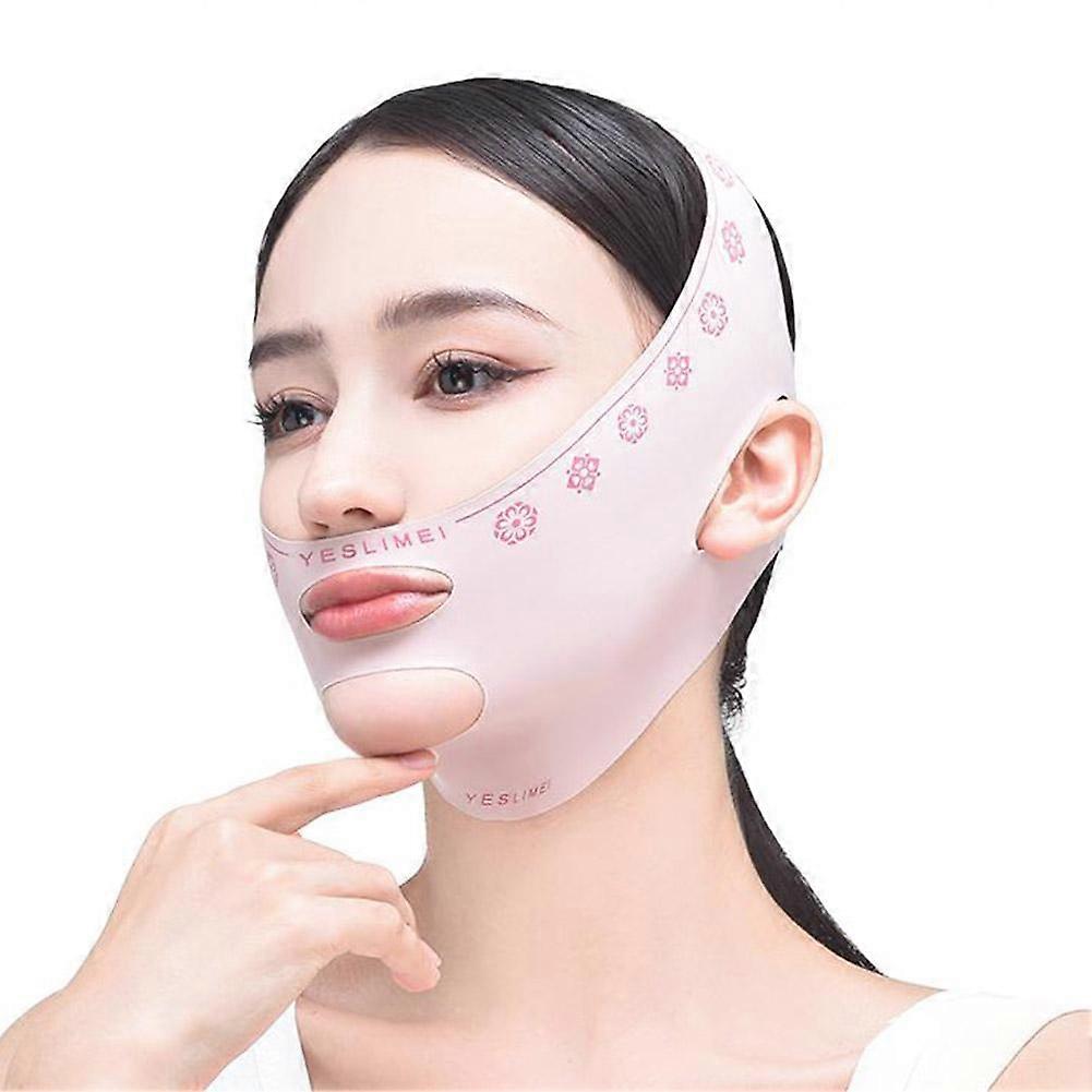 V Mask Bandage Pink Facial Lifting Support For Cheek Contour Shaping Non Edge Curl Lightweight Breathable Wear