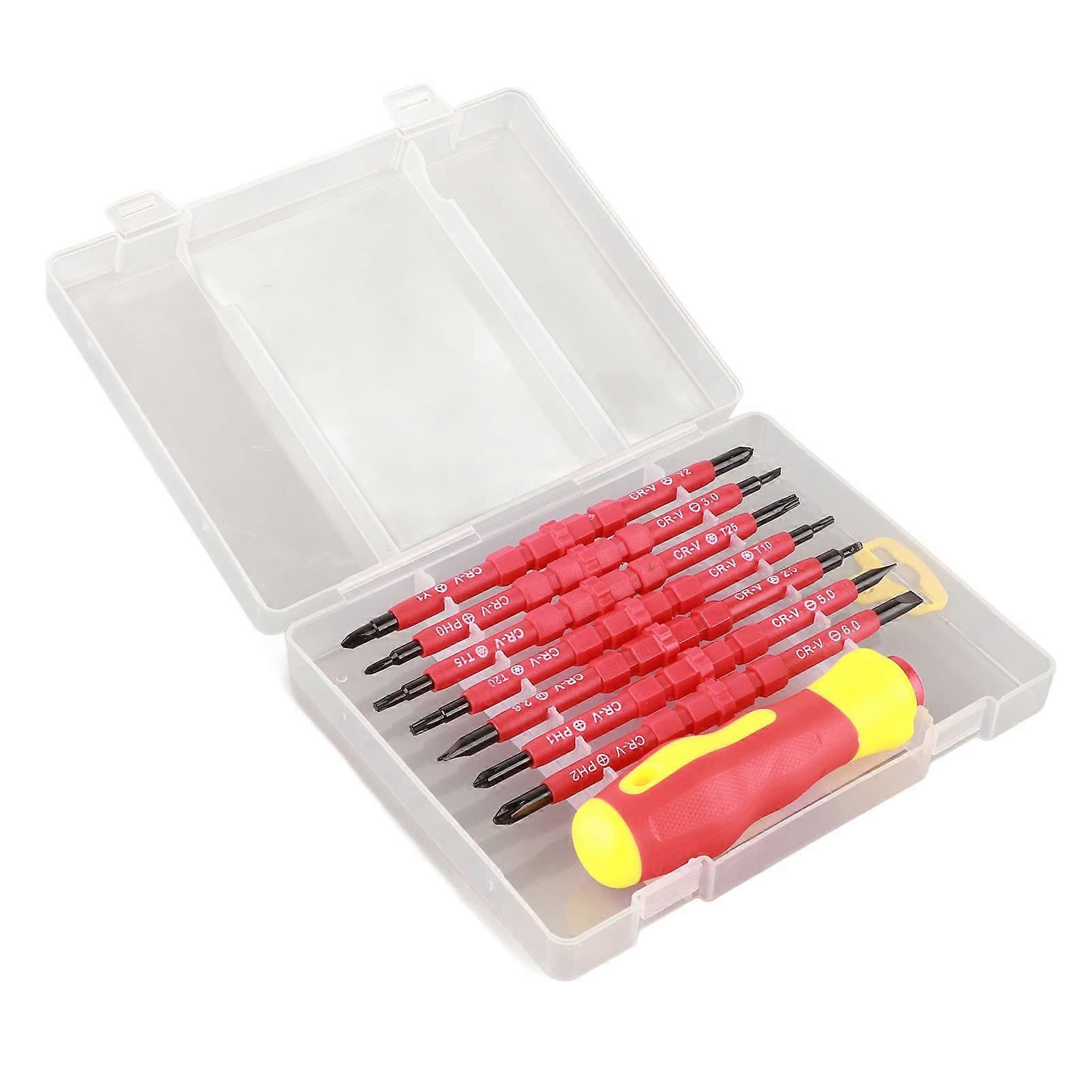 Insulated Screwdriver Set 8pcs Double Ended Insulated Magnetic Screwdriver Kit Cross Screwdriver Set with a Handle (8 in 1)