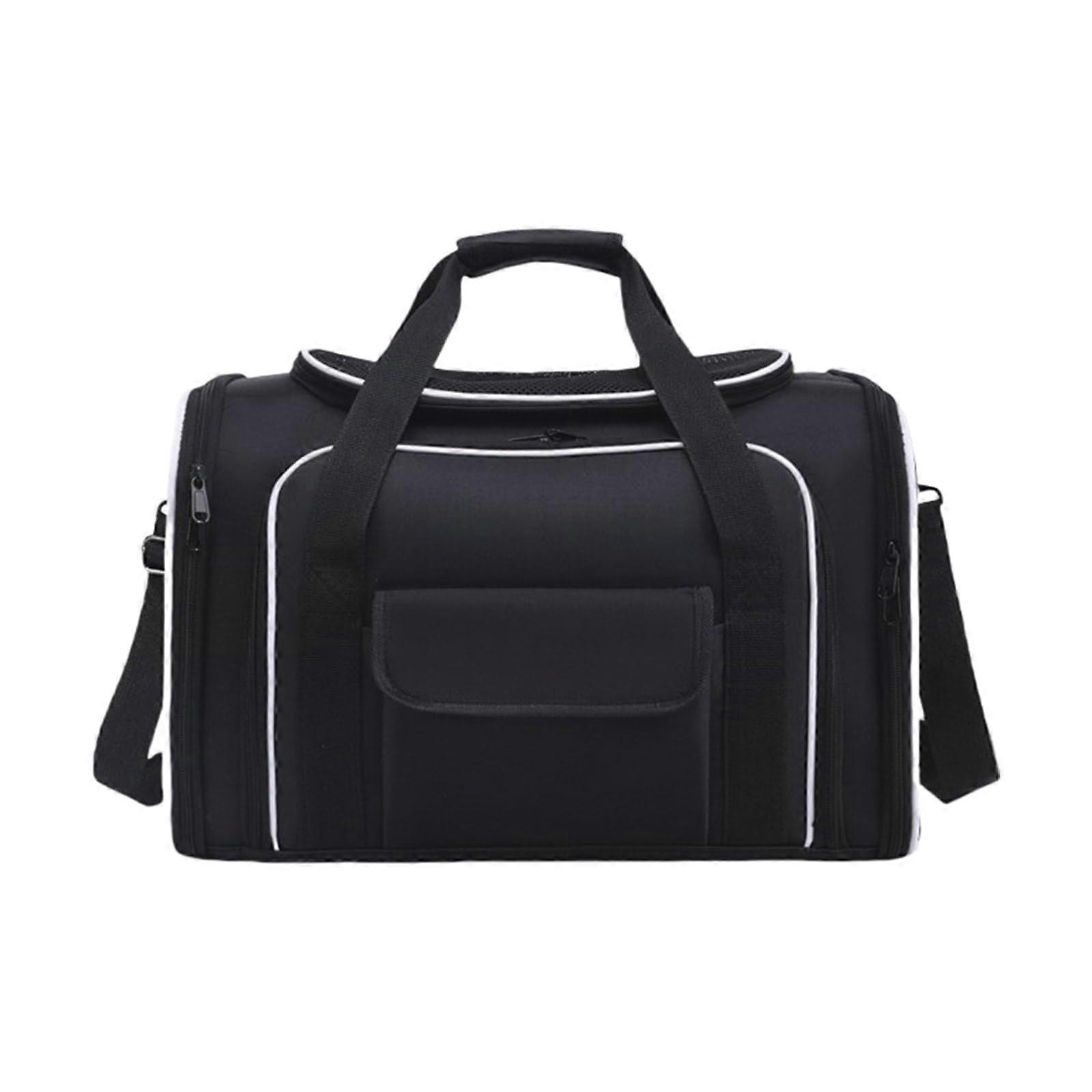 Pet Carrier Bag Expandable Side Panels Breathable Travel Dog Carrier Adjustable Shoulder Strap Large Black