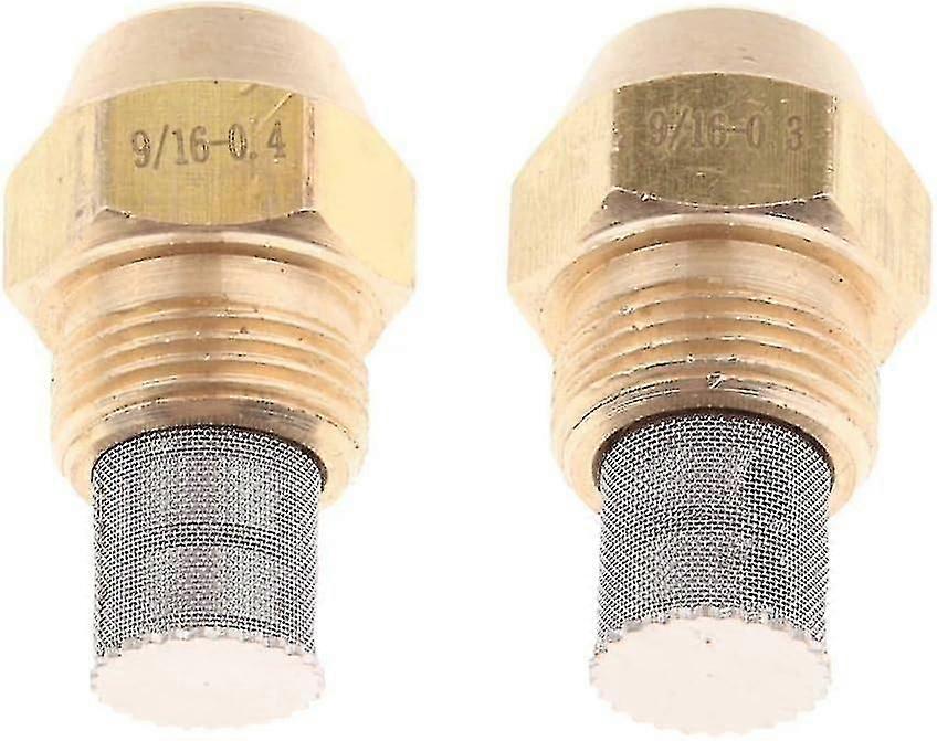 2 buses de fournaise au mazout en laiton, buse de pulvérisation de brûleur à mazout 9/16 pouce, 0,3 et 0,4 mm