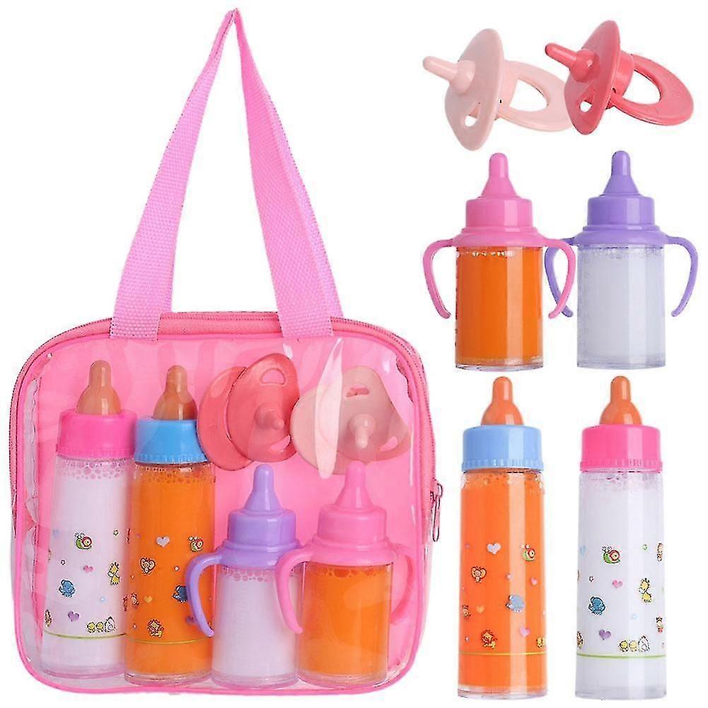 Baby Dolls Accessories 7in1 Magic Milk Juice Bottles Dummies Carry Bag