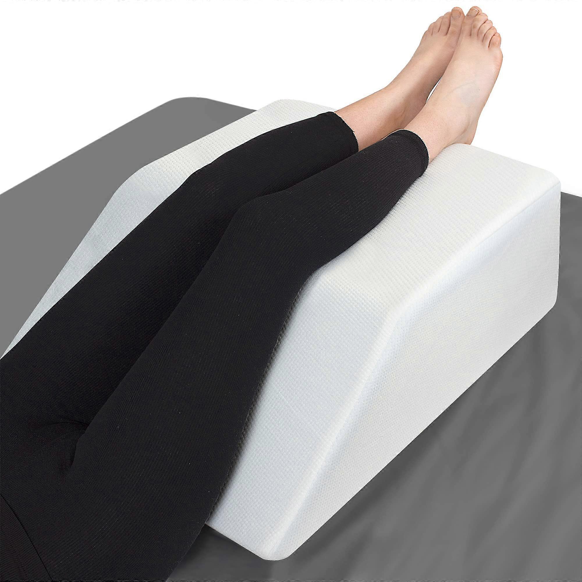 Leg Elevation Wedge Pillow with Memory Foam Top - 8 Inch Elevated Leg Rest for Circulation, Swelling, Knee Pain Relief, Washable Cover