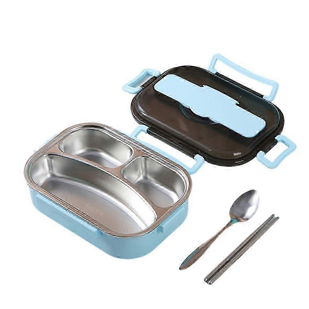 Leak-Proof 3 Compartments Lunch Box for Kids with Utensils, Reusable Bento Snack Container for School or Work