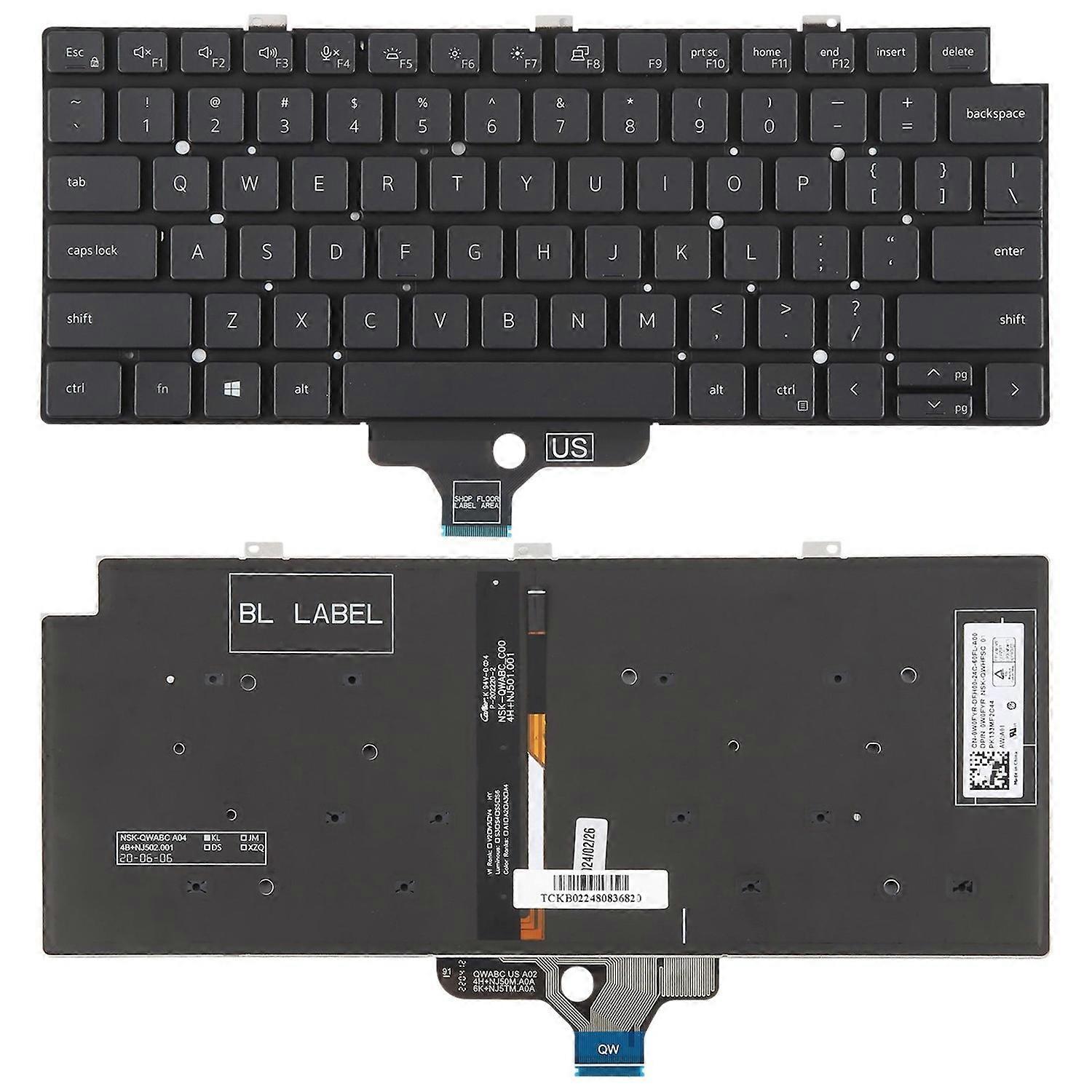 US Backlit Keyboard for Dell Latitude 5320 7320 For Dell Latitude 5320 7320