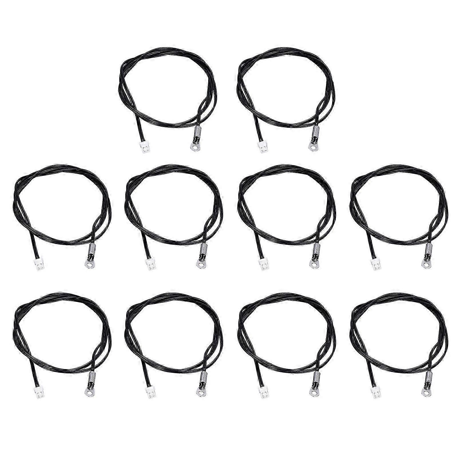 10Pcs NTC Thermistor Probe Temperature Sensor Round Lug Cold Pressed Terminal Connector 1meter10K B3435