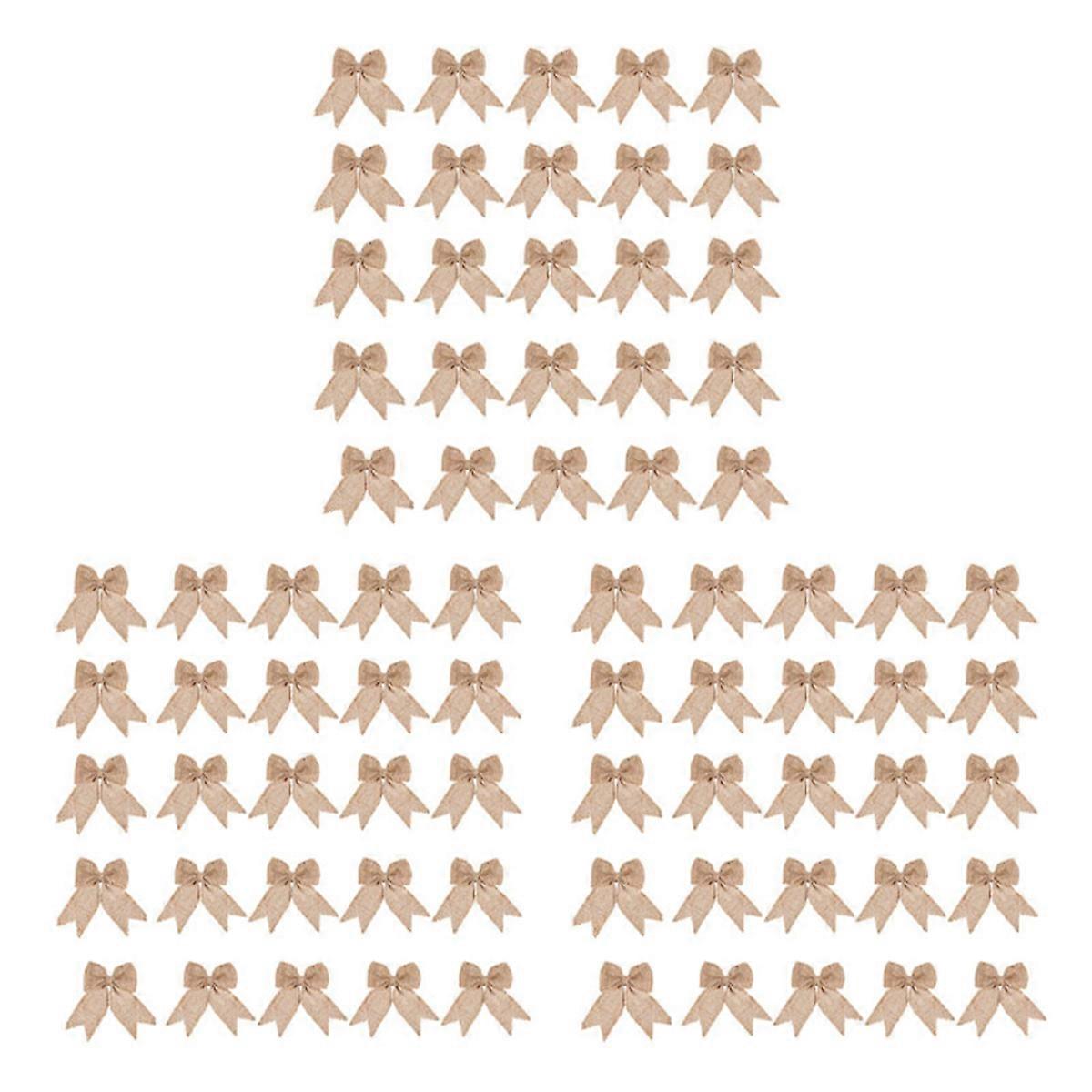 90 Pcs Burlap Bows Burlap Bow Knot Handmade Burlap for Christmas Decorate Tree Festival Holiday Part