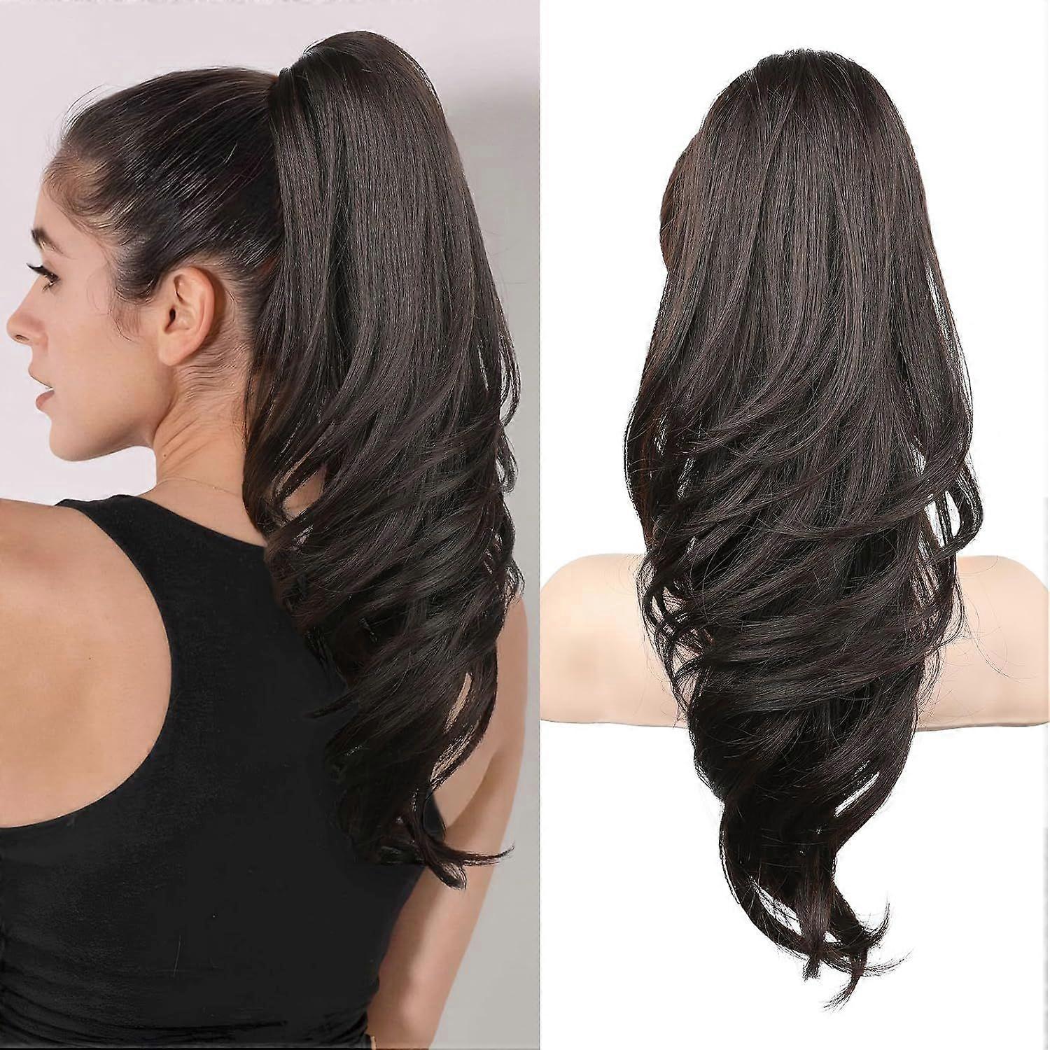 Ponytail Extension, 18" Wavy Claw Clip in Hair Extensions for Women, Lightweight