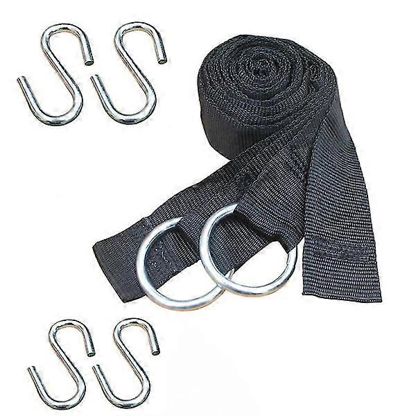 Hammock Tree Mounting Kit Incl. 2 UV-Resistant Polyester Straps 2.5 m Long, 5 cm Wide and 4 Steel S-Hooks