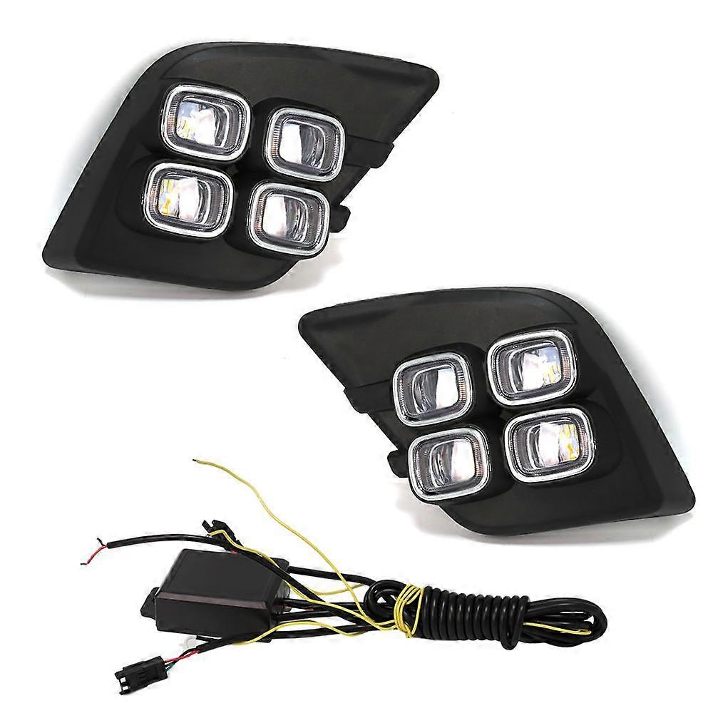 Applicable Fog Light Auto LED Daytime Running Light For Toyota Hilux Revo 2015 2016 Car Driving Bumper With Yellow Turn Signal