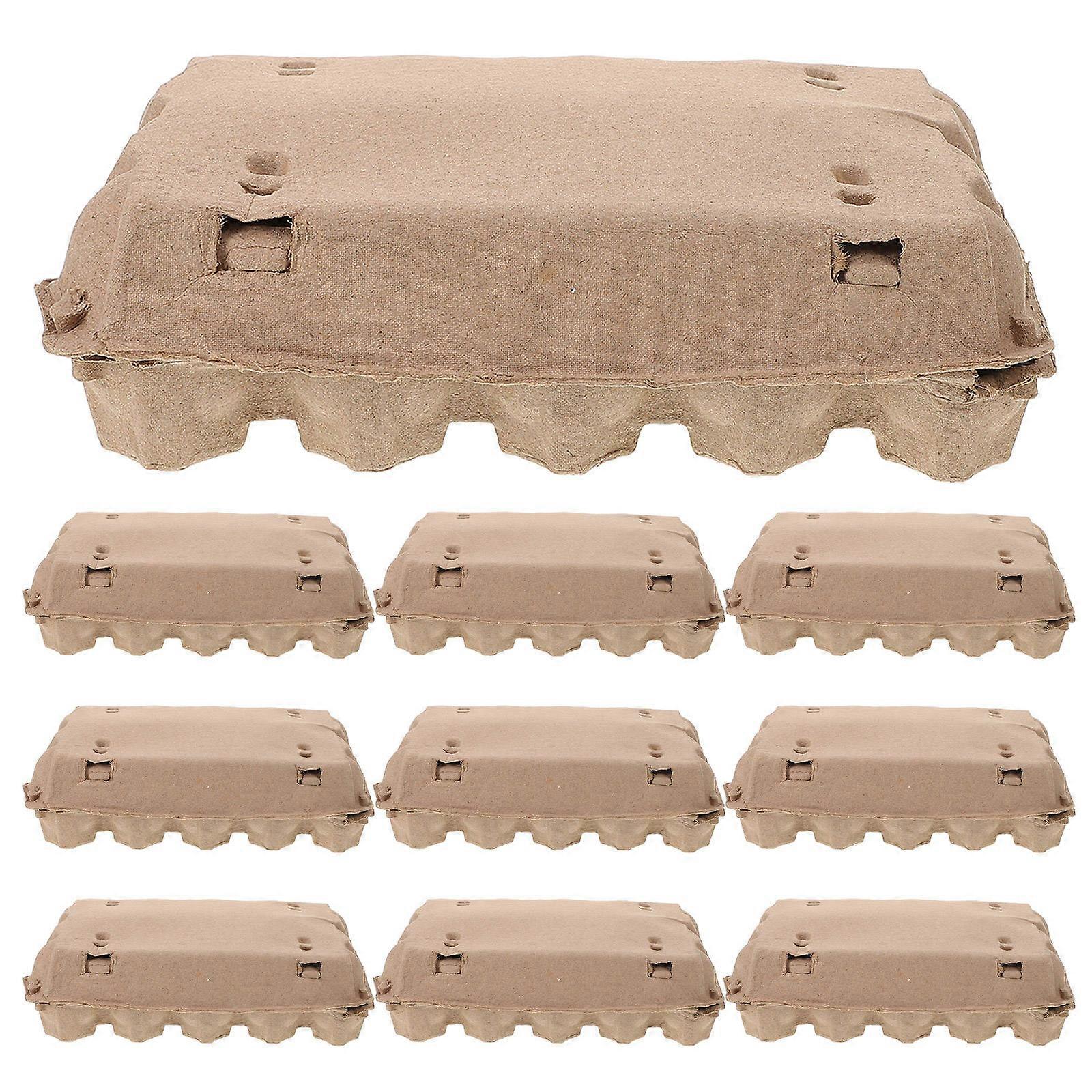 Egg Cartons Paper Pulp Storage Containers Ivory Minimalist Stackable 10Set