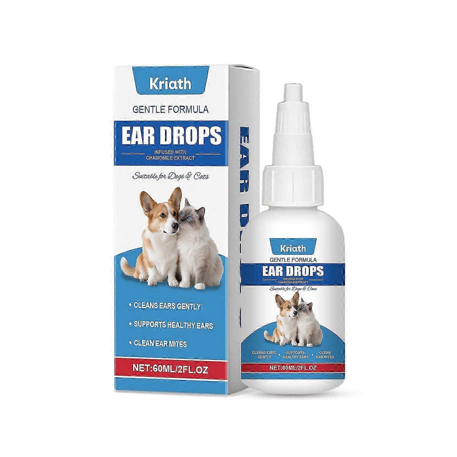 Cat & Dog Ear Infection Treatment Drops, Cat & Dog Ear Cleaner for Itchy Ear Relief, Relieve Itchy Ears,60ML