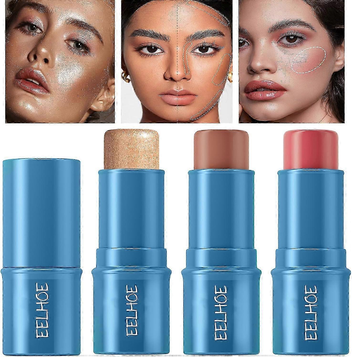 Contour Stick, 3Pcs Cream Blush Stick Highlighter Stick and Bronzer Stick, Non-Greasy Waterproof Blendable Long Lasting & Smooth 2025