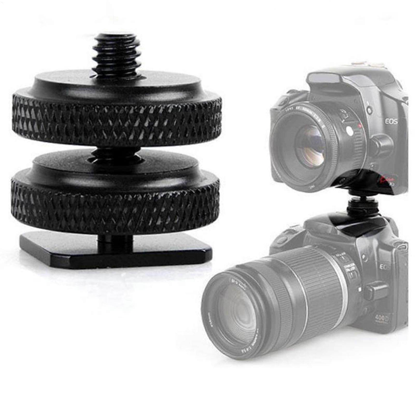 Camera Hot Shoe Mount Adapter, 60 Degree Swivel Ball Head, DoubleScrew Action, Field Monitor and Tripod Screw Converter