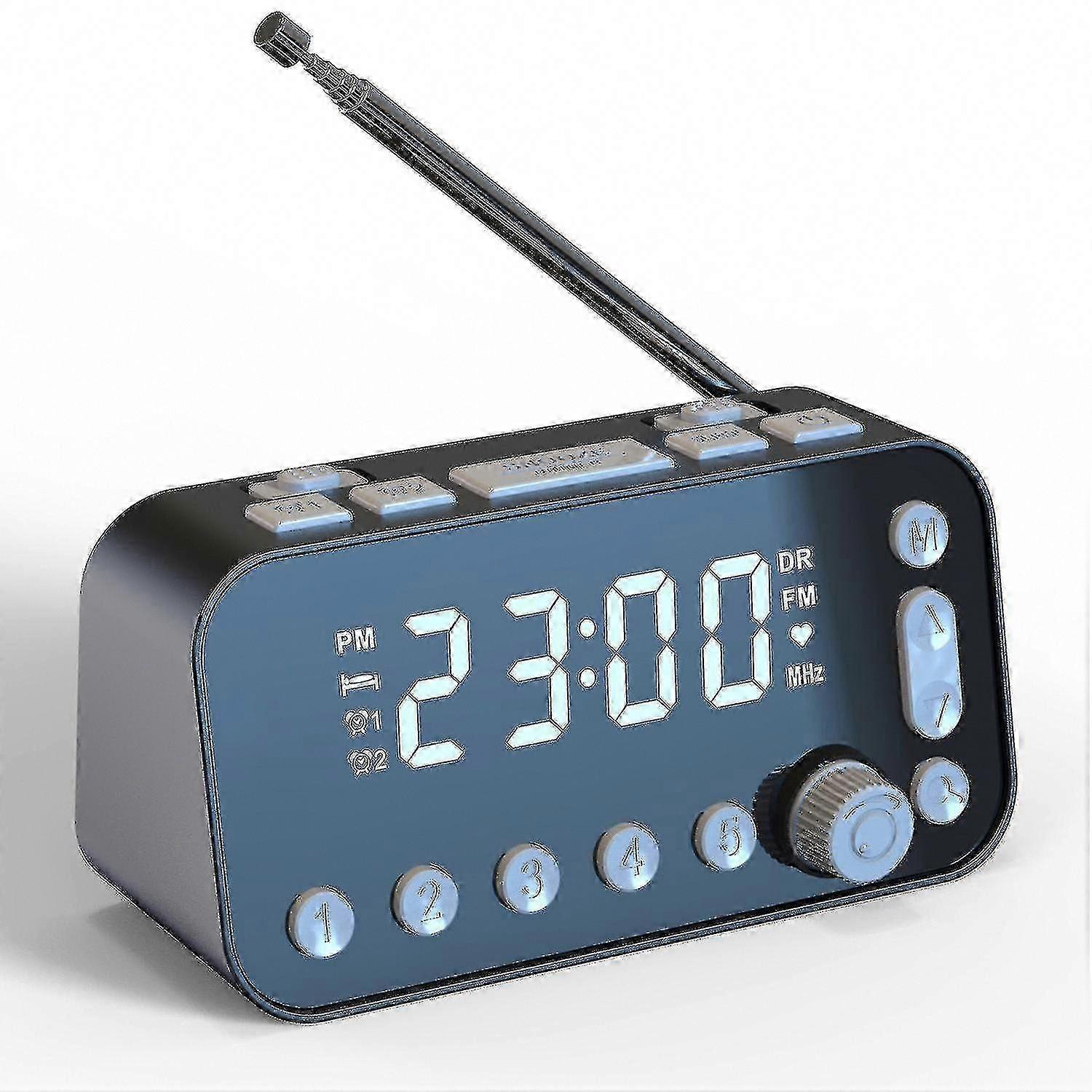Radio cu ceas cu alarmă digitală cu DAB / FM, porturi de încărcare USB duale, ceas cu alarmă cu stație de încărcare