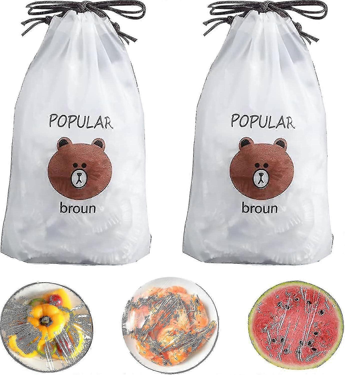 Pack Of 200 Food Storage Bags, Reusable Covers For Food, Cling Film With Elastic Band, Sealing Bag, Elastic Cover For Bowls Plates