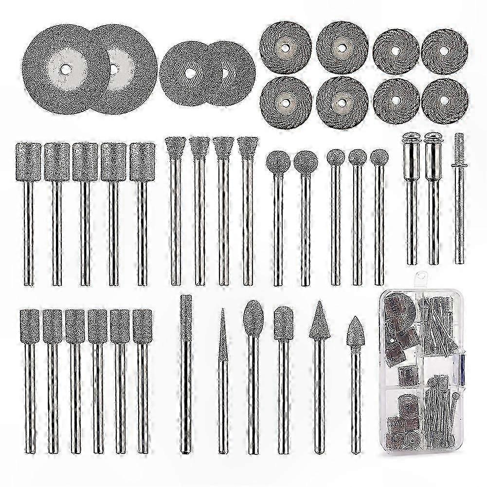 43Pcs Diamond Coated Rotary Tool Kit, 26 Grit Burr Bits, 10 Flap Wheels, 4 Cutting Discs, 3 Shank Mandrels for Crafting and Polishing Projects
