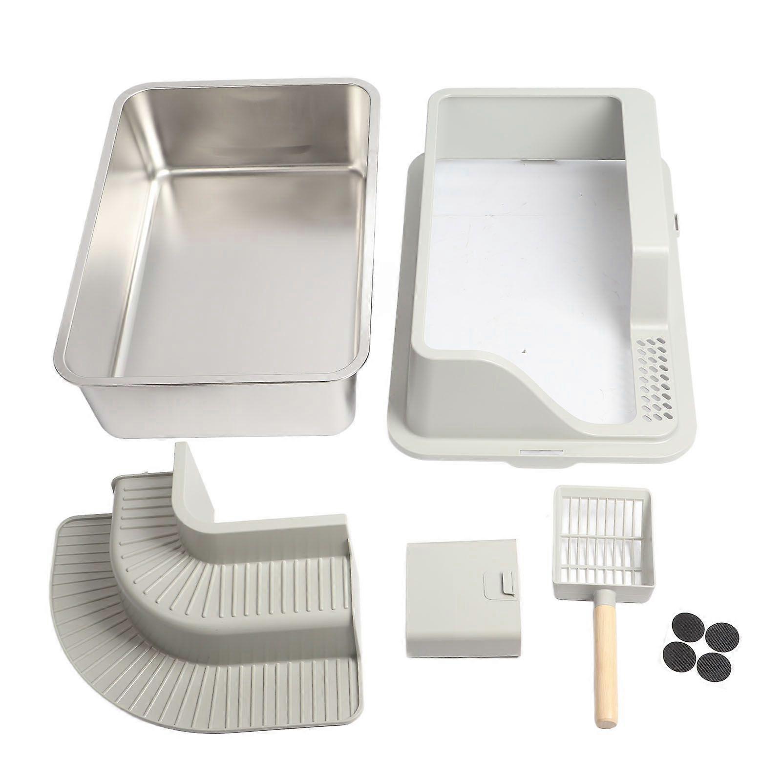 Stainless Steel Cat Litter Box Splash Proof Leakproof Odorless Easy to Clean Enclosed Cat Litter Box for Large Cats