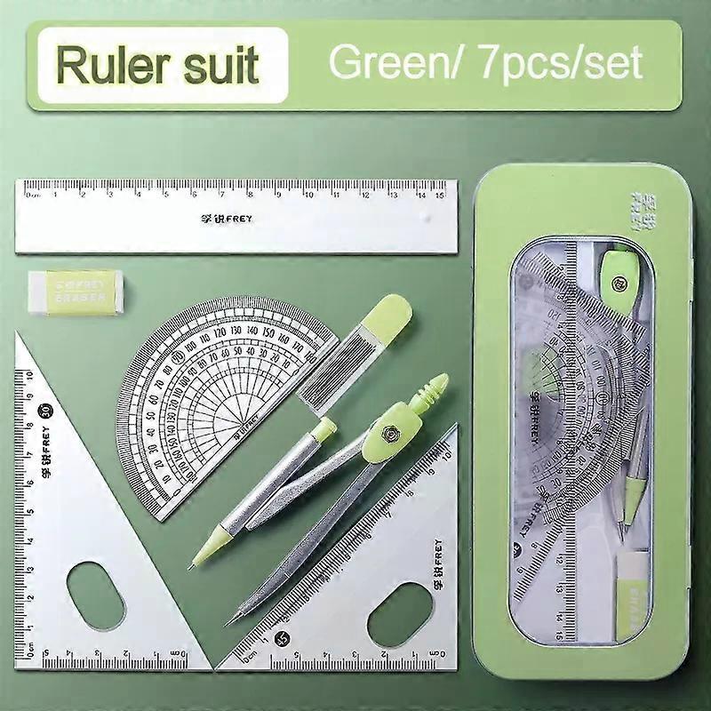 7Pcs/Set Student Compass Set School Mathematical Rulers Multi-Function Learning Professional Drawing Tool Girls Gifts Stationery